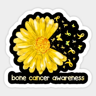 Daisy Butterfly Yellow Ribbon Bone Cancer Awareness Sticker